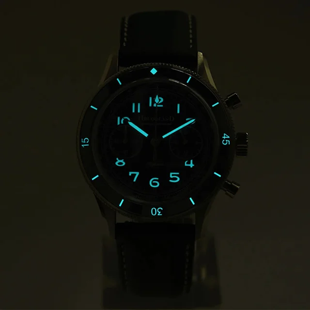 Hruodland F019 Quartz, Sapphire, Luminous, Leather Strap, Steel - Image 6