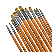 12pcs Premium Angular Paint Brushes - High-Quality Nylon Hair Angled Watercolor Brushes for Acrylic Watercolor Gouache Painting 1