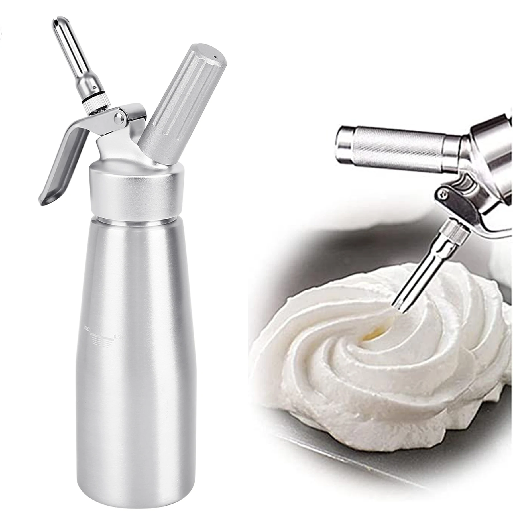 WhippedCreamDispenserswith3DecoratingNozzlesLeakProof500ML