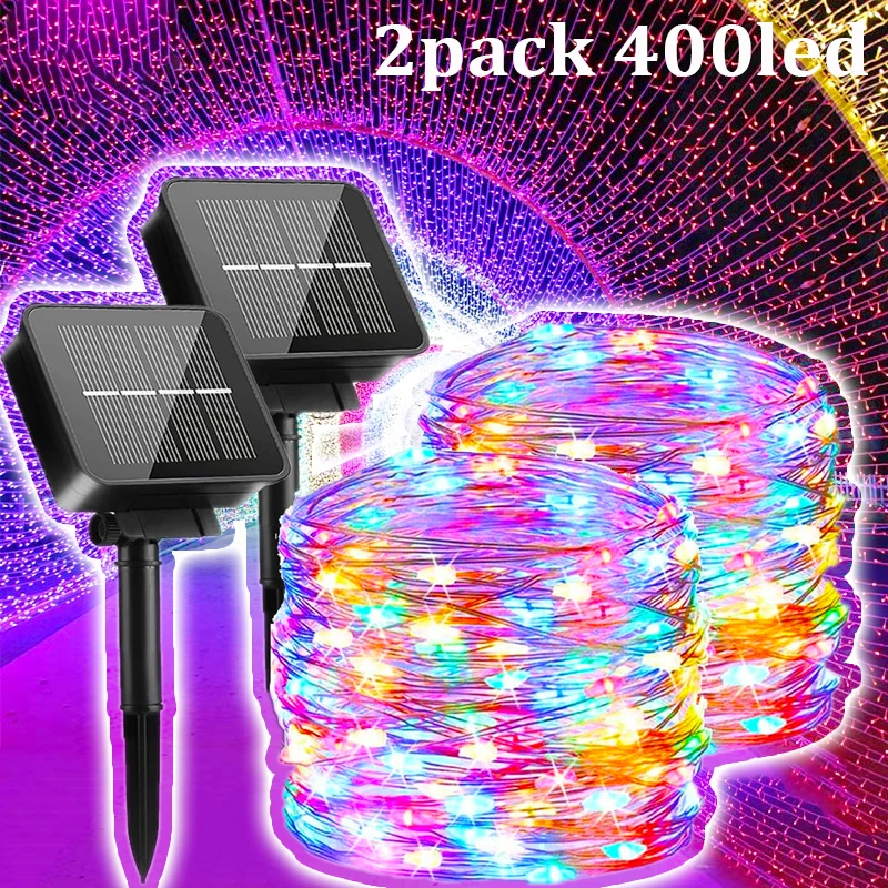 Solar String Lights Outdoor 400LED Fairy Lights 40M/120Ft with 8 Modes Copper Wire Lights for Garden Decorations Yard Wedding