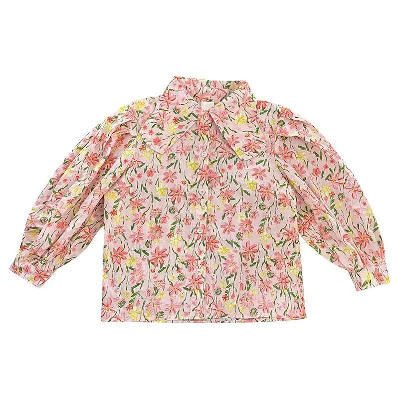 Teen Girls Cotton Shirts Spring and Autumn New Fashionable Children's Baby Net Red Long sleeved Shirts Girl Fashion Top