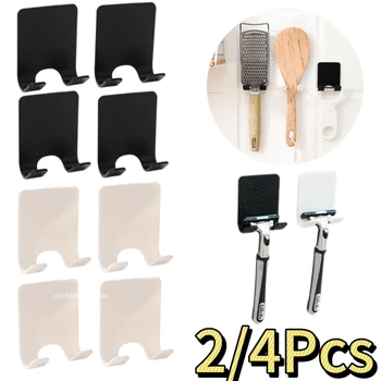 2/4PCS Punch Free Rasatura Supporto in plastica da uomo Lama in plastica Portaoggetti per doccia Gancio Mensola a muro Accessori per la cucina del bagno 1