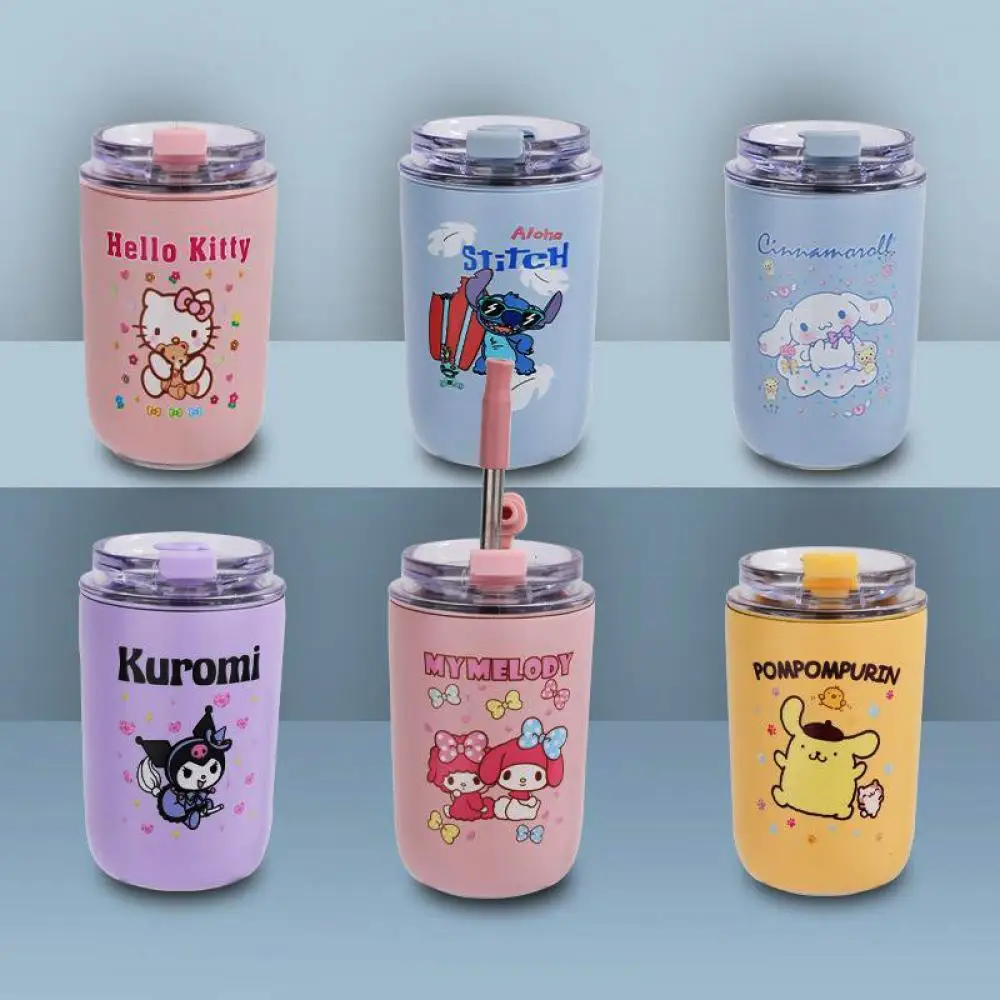 Sanrio Anime Hello Kitty Glass Straw Cup Milk Cup Cute Cartoon Coolommy  Melody Beverage Juice with Lid Drink Cup Ins Style - AliExpress