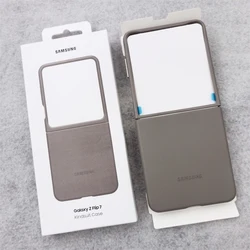 Leather Slim Shockproof Mobile Phone Case - Soft Protective Bumper Shell - Z Flip 7 (Grey)