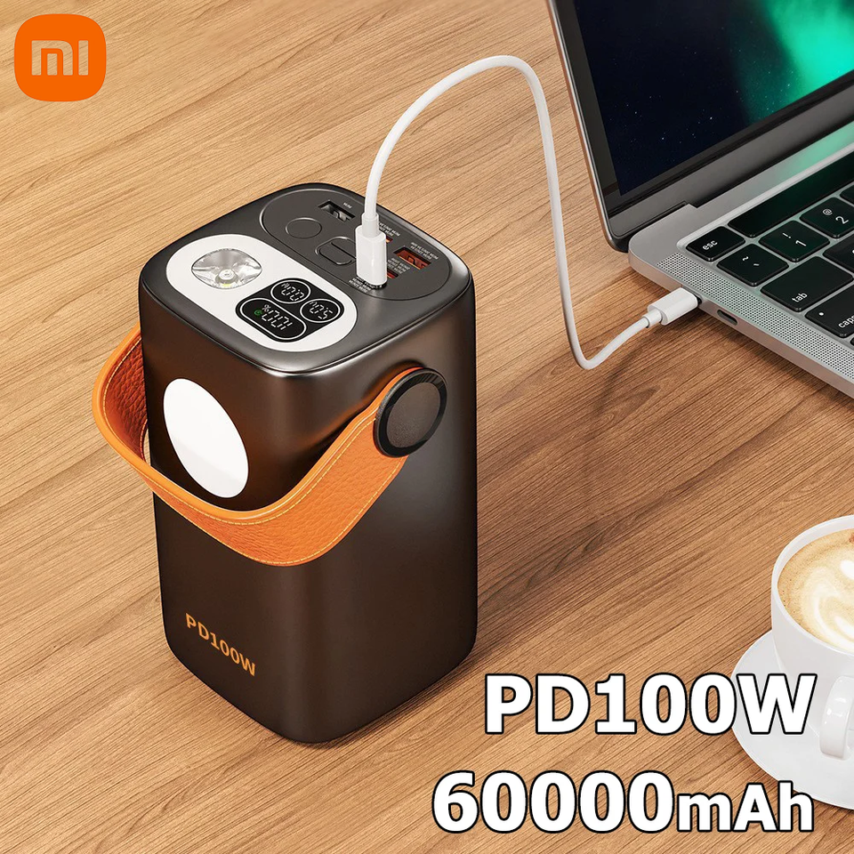 New 60000mAh Power Bank 100W Large Capacity External Spare Battery Powerful Portable Charger For Laptop iPhone Xiaomi Samsung