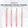 Sakurahana High Precision Steel Pink Eyelash Tweezers Stainless Steel Superhard Anti-Static Tweezers Makeup Tools 1