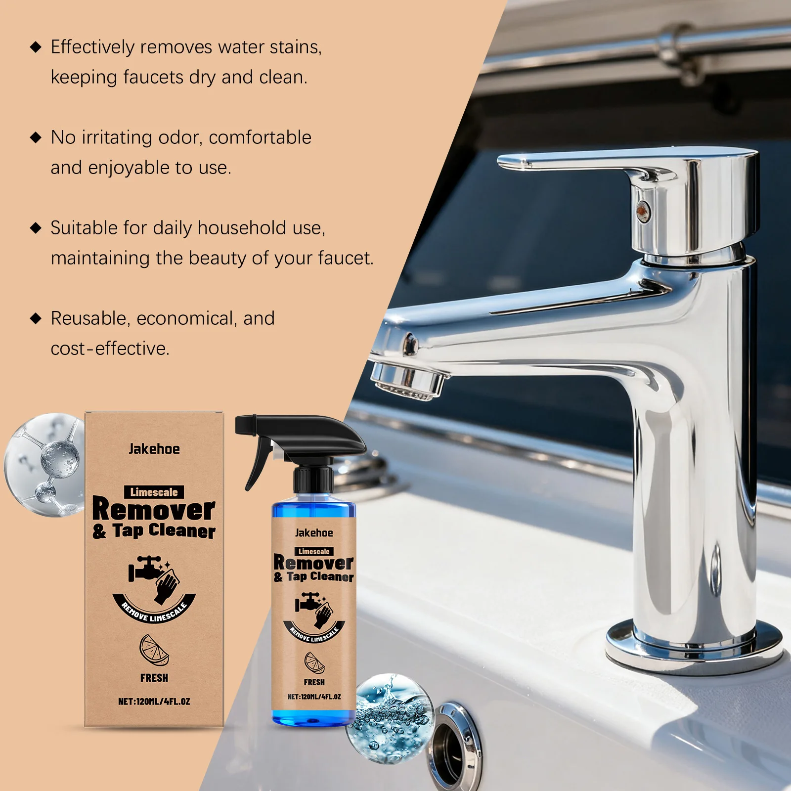 Faucet Cleaner Easy to Use Effortless and Provides Even Coverage Making Cleaning Efficient Removes Stubborn Stains and Restores