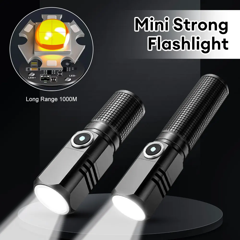 

Super Bright MINI XHP50 LED Flashlight USB Torch Rechargeable Zoom Fishing Lantern Powerful 3 Lighting Mode Camping Lamp