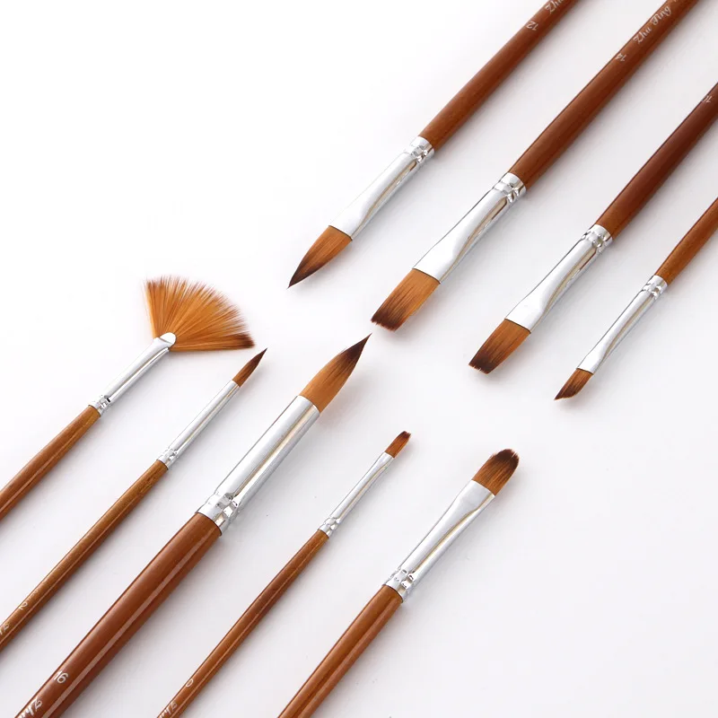 6pcs Nylon Wood Handle Paint Brushes Set Round Acrylic Oil Watercolor  Brushes Professional Painting Brush Art Painting Brushes - Paint Brushes -  AliExpress