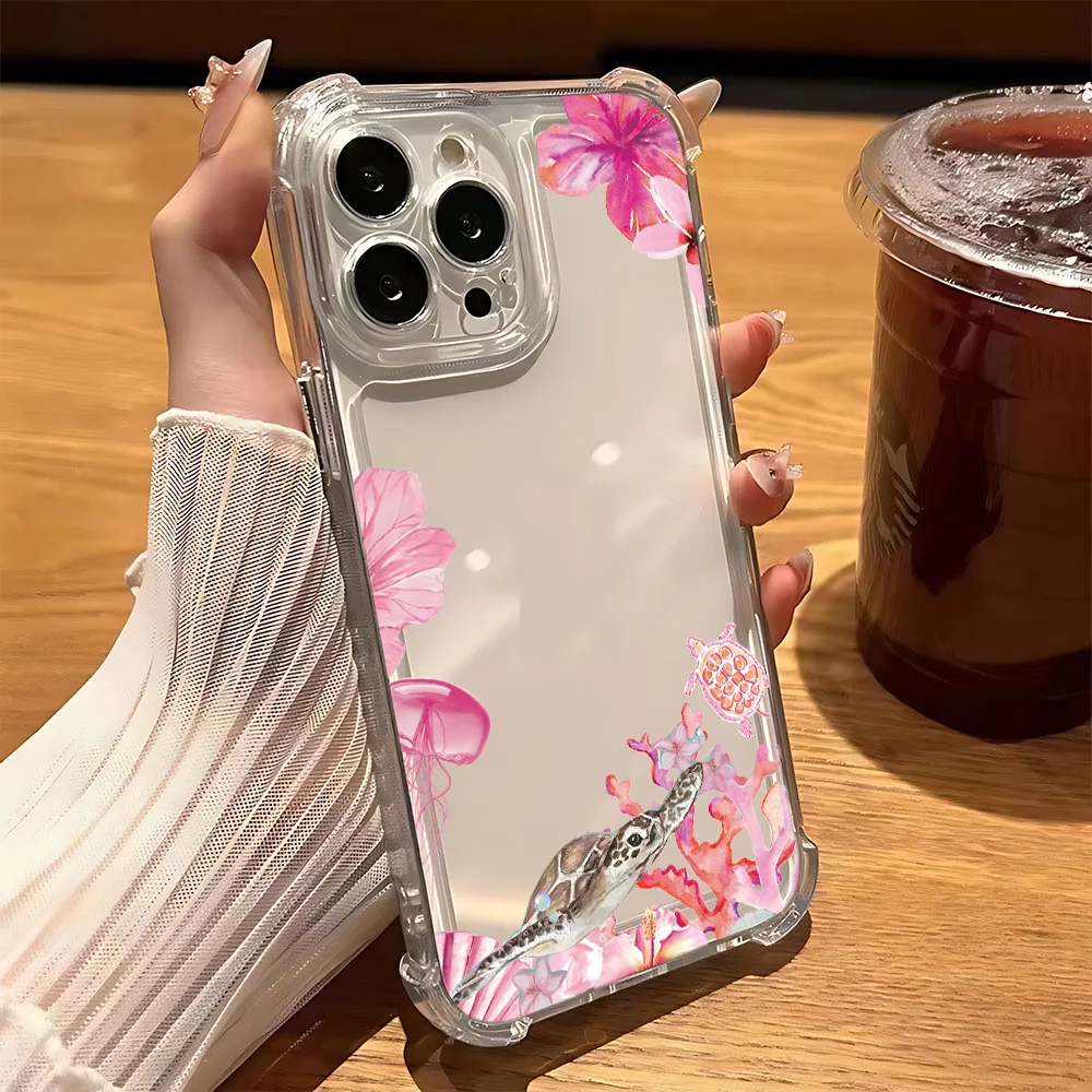 Ocean Life Theme Anti-Fall Clear Phone Case