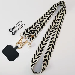 Elegant Universal Pearl - Accented Adjustable Crossbody Phone Lanyard and Neck Strap with Clip (Black)