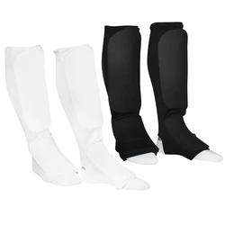 2Pcs Karate Guard Legguard Thicken Shinbone Muay Thai Sanda Leggings With Instep Sport Antiskid Shock Absorption Legging White M