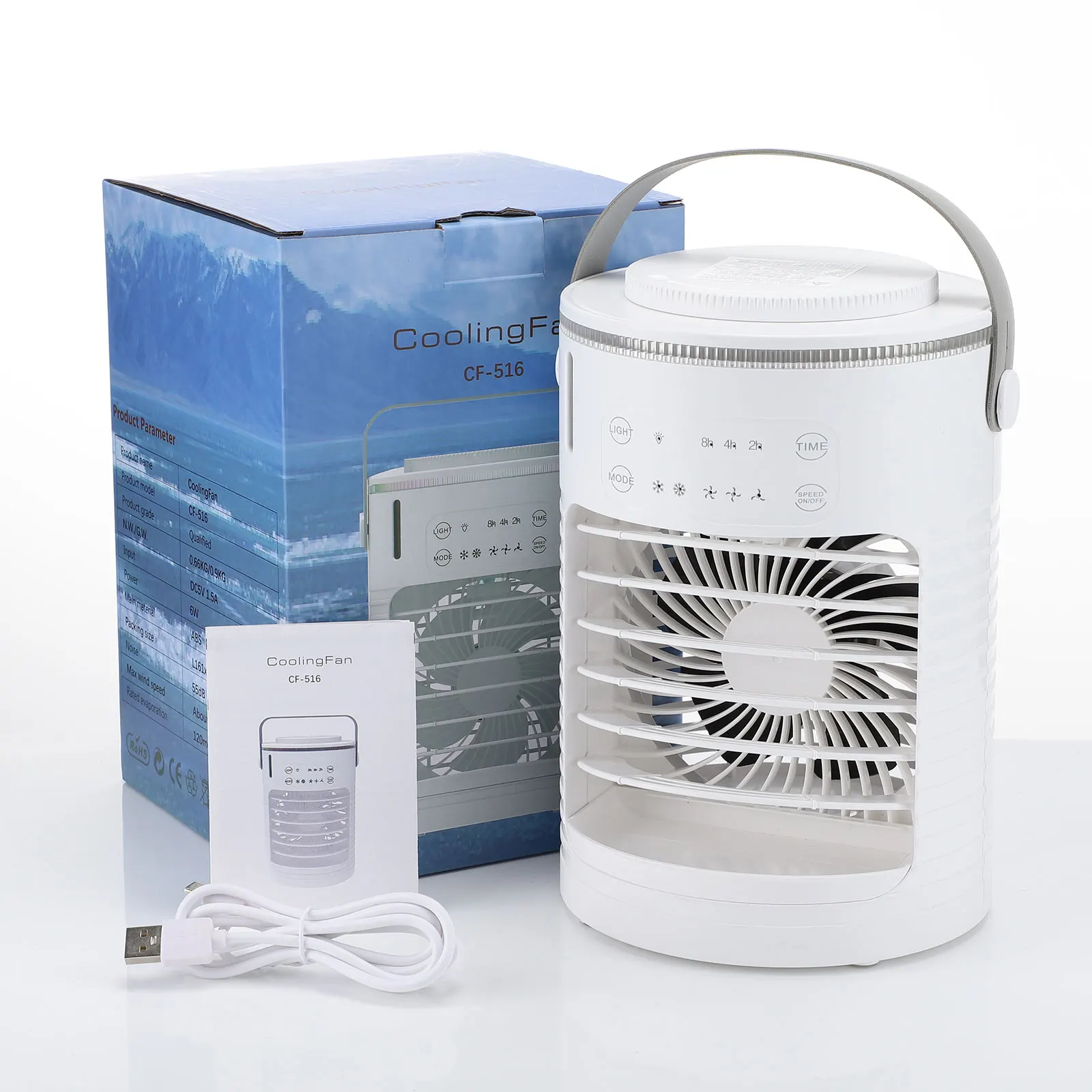 Portable Air Conditioner USB Air Conditioning Fan Mini Air Cooler 600ml Ice Water Air Cooling Fan With Humidifier for Bedroom