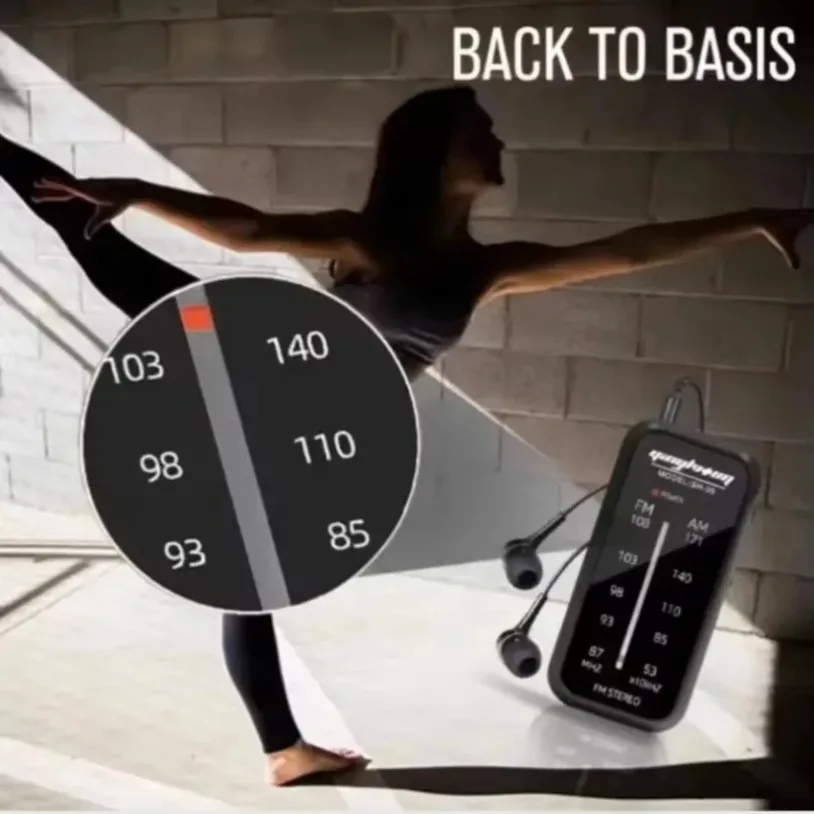 VIKEFON Mini Radio Portable Sports Radios AM FM Hand Stereo Music Player AAA Batteries with Headphones For Walking Camping‌