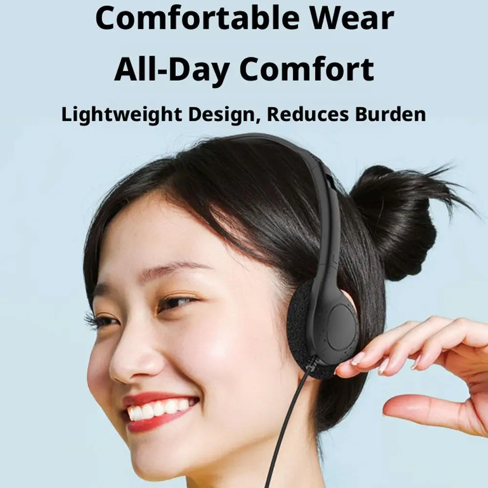 경량 유선 헤드셋 3.5mm Type-C 이어폰(전화용) PC 노트북 컴퓨터 음악 게임용 헤드밴드 헤드폰(성인용 어린이용)