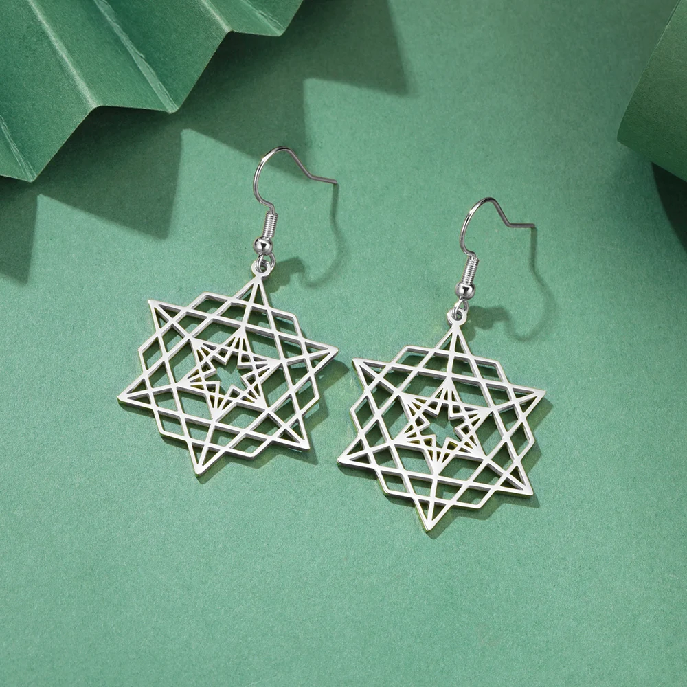 Dawapara Stern Tetraeder Anhänger Sechseck Merkaba Ohrringe Heilige Geometrie Spiritueller Schmuck Edelstahl Yoga Geschenk – Detail 12