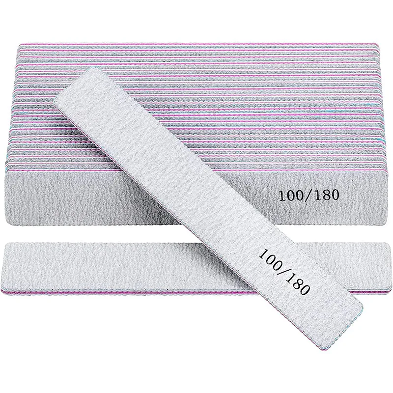 

25/50Pcs Nail File Buffer 100/180 Grit Double Side Sandpaper Nail Sanding Polish Nail Manicure Pedicure Tool for Home and Salon