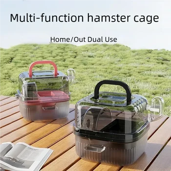 Borsa porta cincillà leggera con gabbia da viaggio per criceti con manico, habitat per criceti traspirante con bottiglia d'acqua, grande capacità