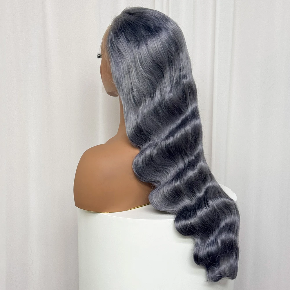 13x4 Transparent Lace Front Wigs Gray Color Body Wave Human Hair Wig 250% Density Human Hair Wigs For Black Women