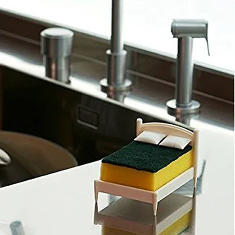 

Creative Sponge Storage Rack Multipurpose Bed Shaped Cleaning Cloth Anti-skid Place Holder for Kitchen Bathroom Soap Saver