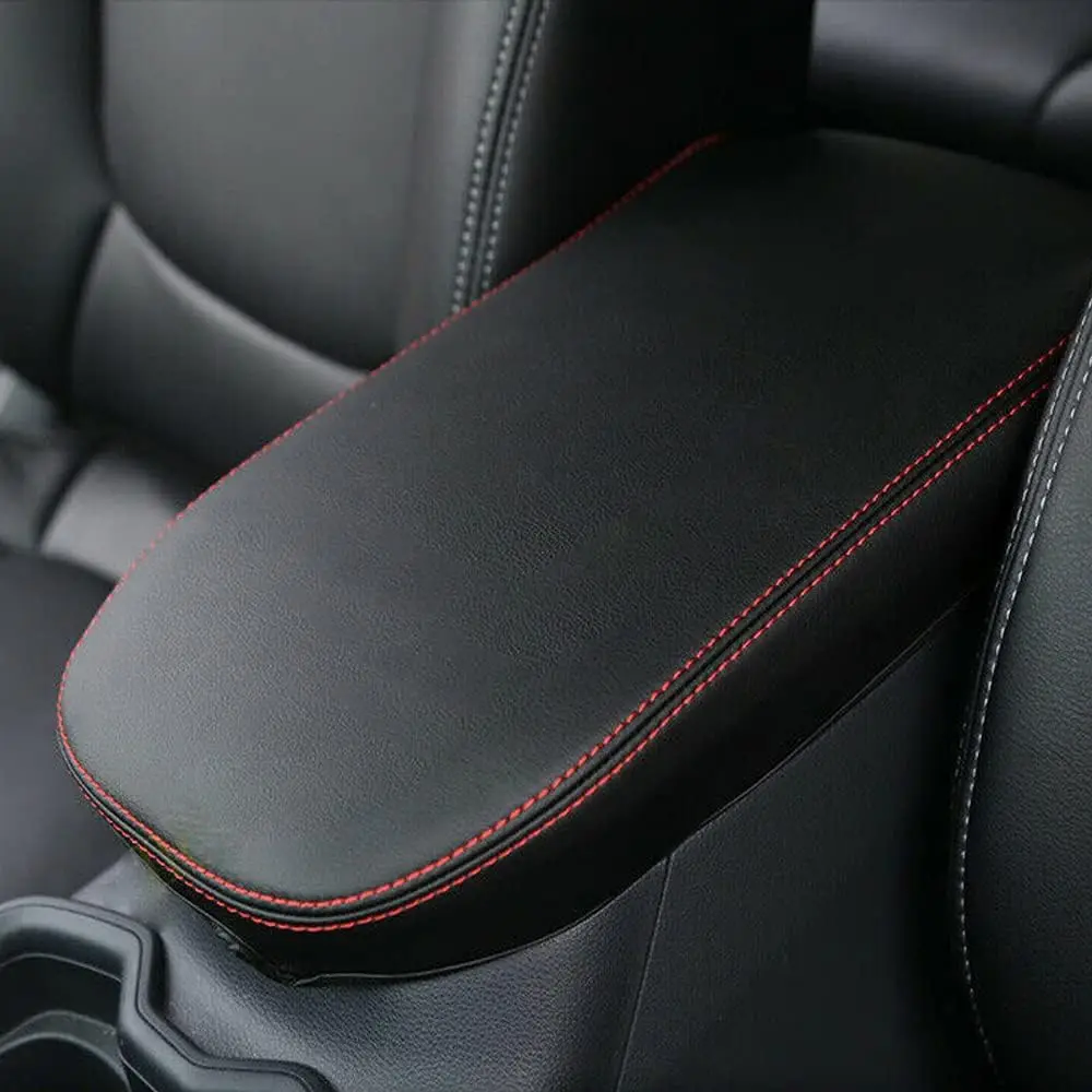 Premium Leather Armrest Cover for Car Console Storage Lid Protection