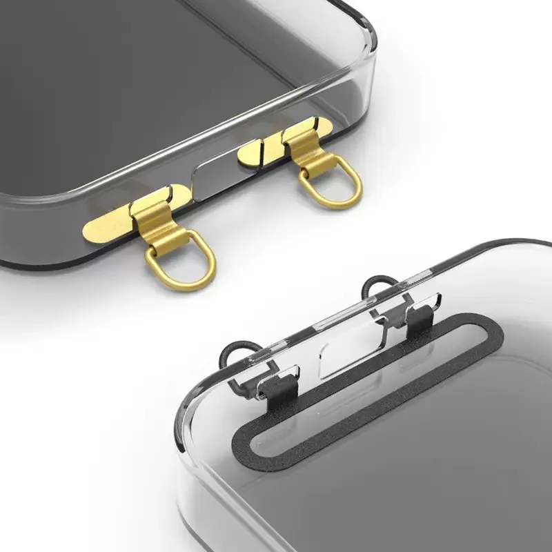 Ultra Thin Metal Lanyard Patch with Stainless Steel Connector Gasket for Dual Hole Phone Cases