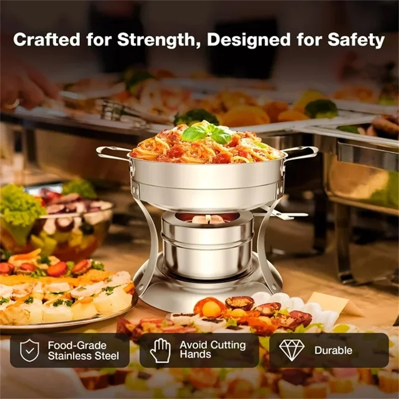 Stainless Steel Mini Round Chafing Dishes Set for Hot Pot and Buffet