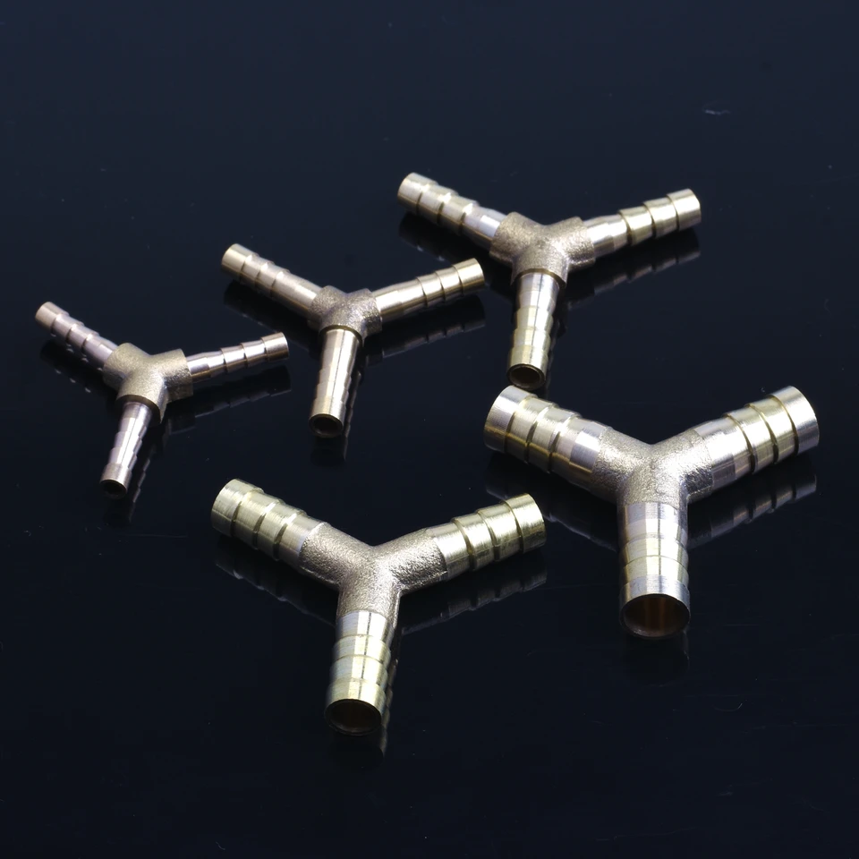 6mm 8mm 10mm 12mm ottone massiccio T pezzo 3 vie tubo del carburante connettore Joiner per aria olio Gas combustibile Fuids ottone Barb raccordo per tubi  34