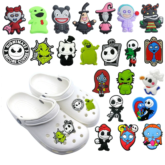 1pcs Cartoon Movie Nightmare Before Christmas PVC Shoes Charms Croc Jibz  Cute Skull Jack Shaped Clog Sandals Pins Decorations - AliExpress