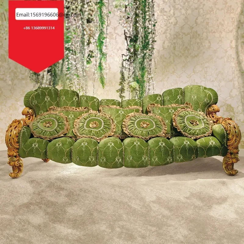 

European luxury living room sofa coffee table group legal full solid wood carved cloth sofa villa furniture customization