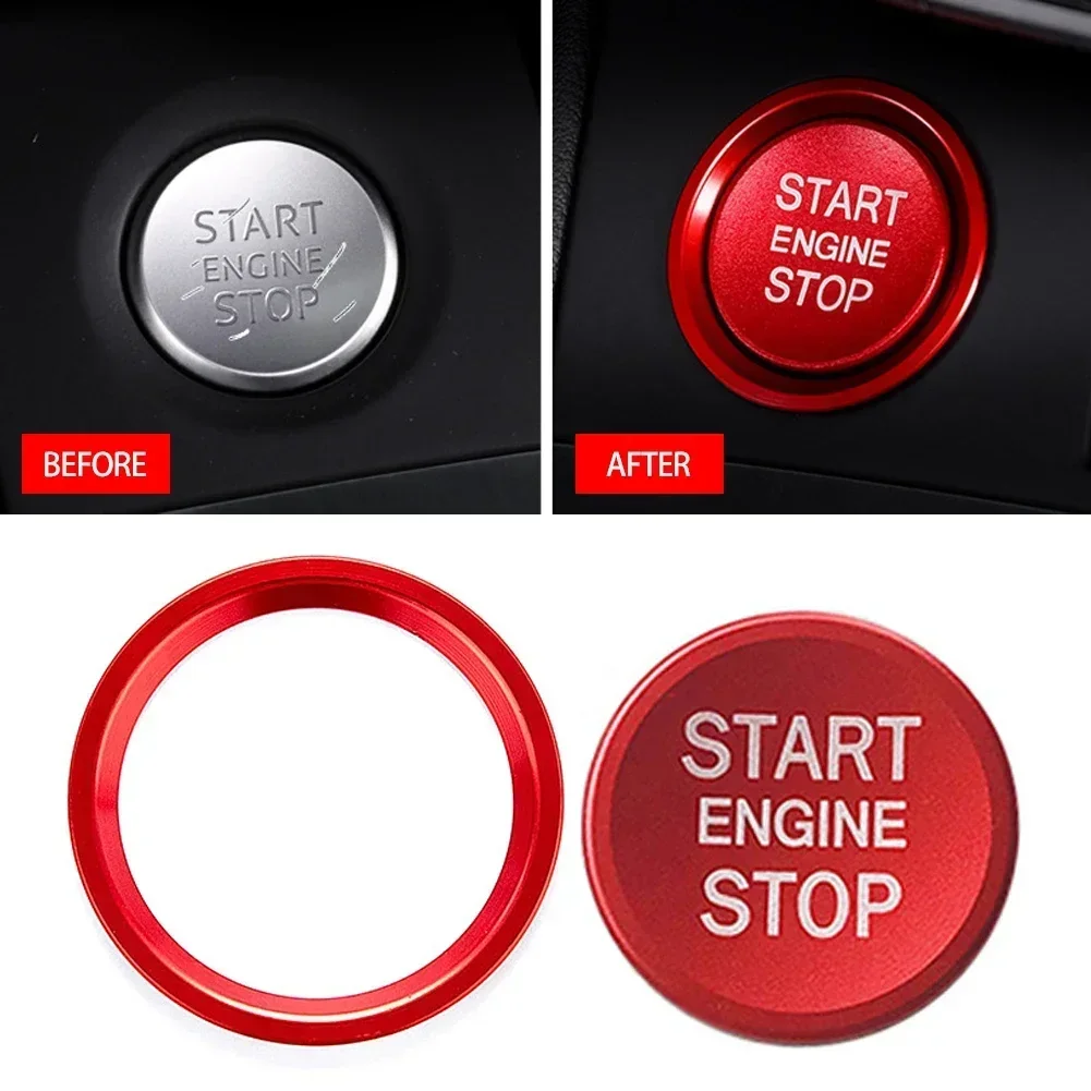 Car Ignition Key Ring Cover Audi A4 A6 A5 Q5 Q7 Engine Start Stop Sticker Decorative Switch Button Trim Accessories