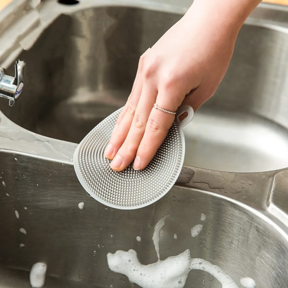 

Silicone Cleaning Brush Dishwashing Sponge Multi-functional Fruit Vegetable Cutlery Kitchenware Brushes Kitchen Tools