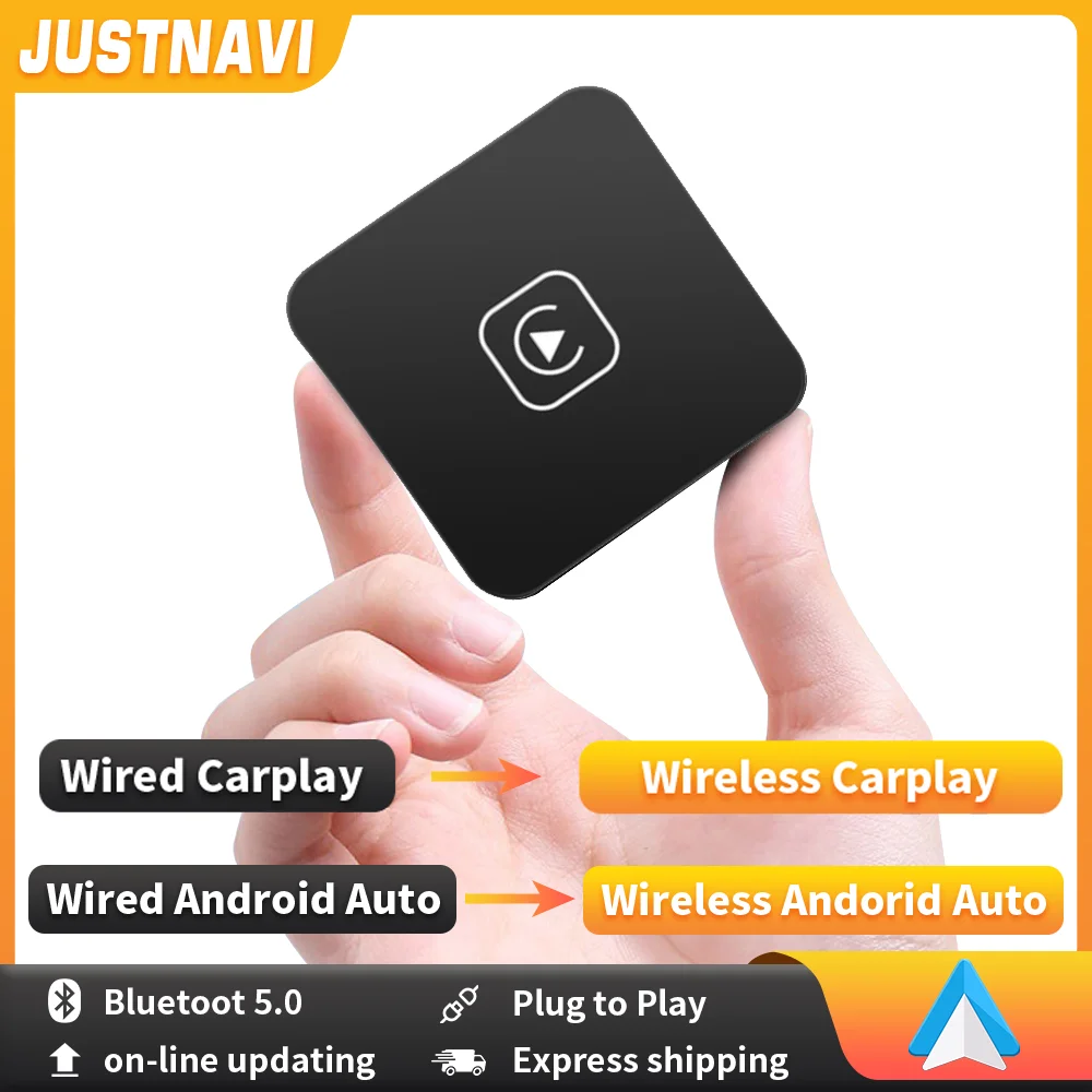 

JUSTNAVI Wireless Carplay Dongle Android Auto Adapter Car Multimedia Player for Audi Porsche Volkswagen Volvo Ford Spotify BT