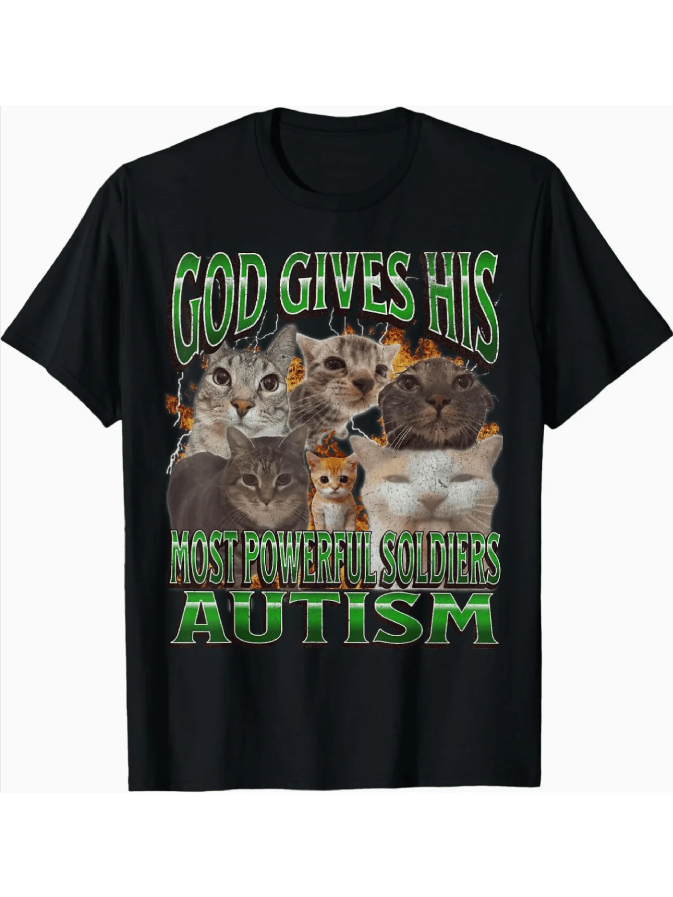 �Gott gab ihm den stärksten Krieger: Autismus“ T-Shirt mit Katzenmuster – lustiges Autismus-Bewusstsein-Werbe-T-Shirt Damenbekleidung Y2K