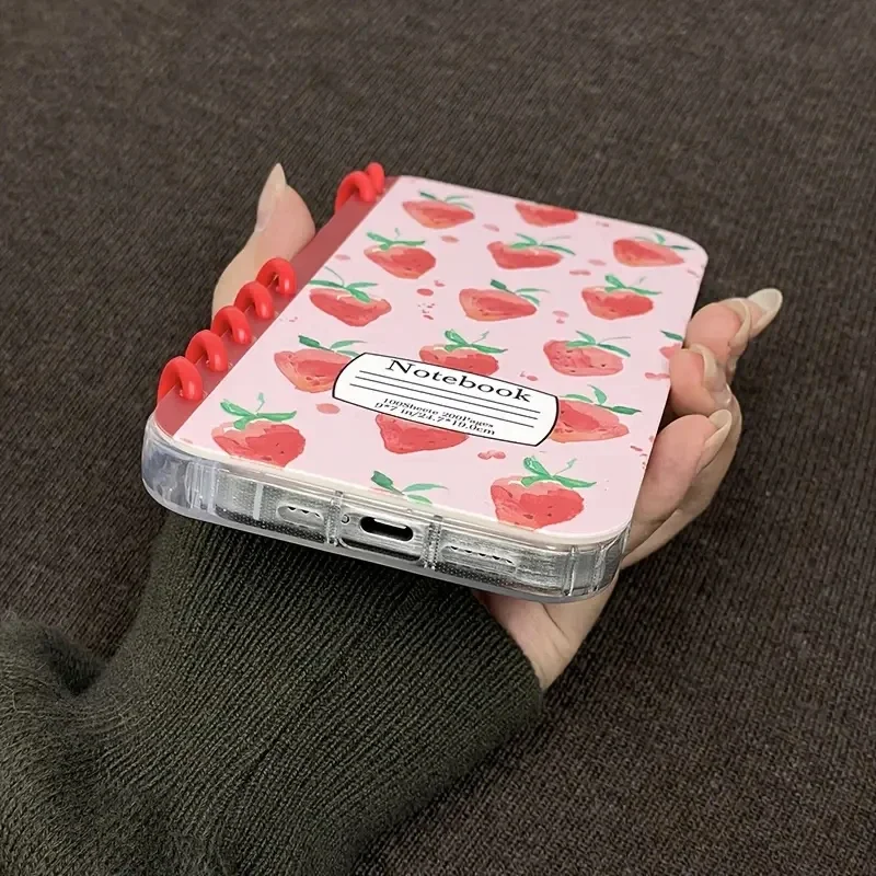 Charming Strawberry Flip Phone Case - Shockproof Coil Notebook Design Cover