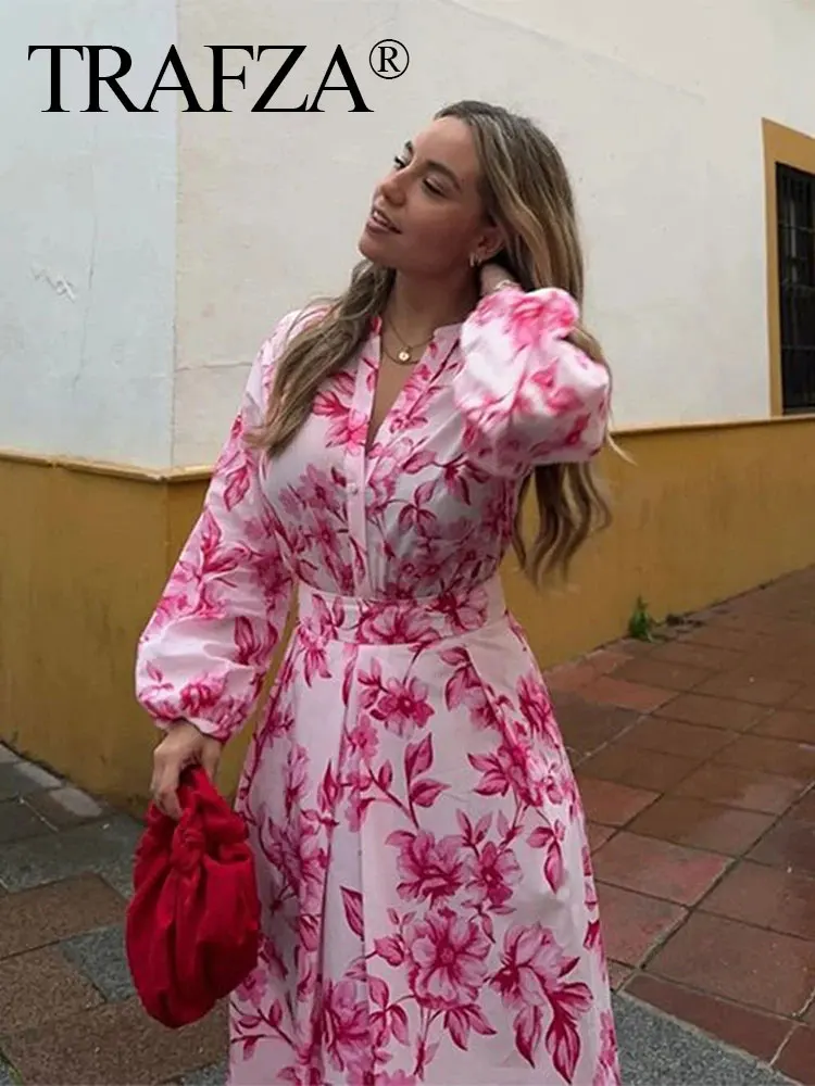 HH Floral Print Shirt Skirt Sets Women Elegant Long Sleeve Shirt Top Midi Skirts Female 2024 Spring Summer Lady Outfit