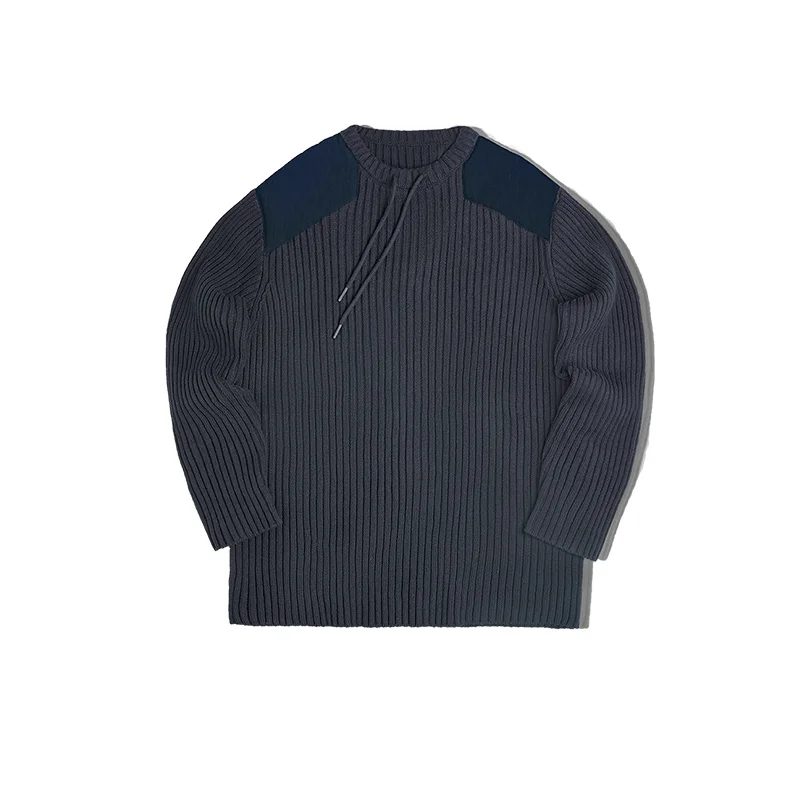 Maden Vertical Stripe Sweater O-Neck Slim Fit Men’s Retro Knitted Pullover Patch Stitching Design Classic Sweaters Men Clothing 5