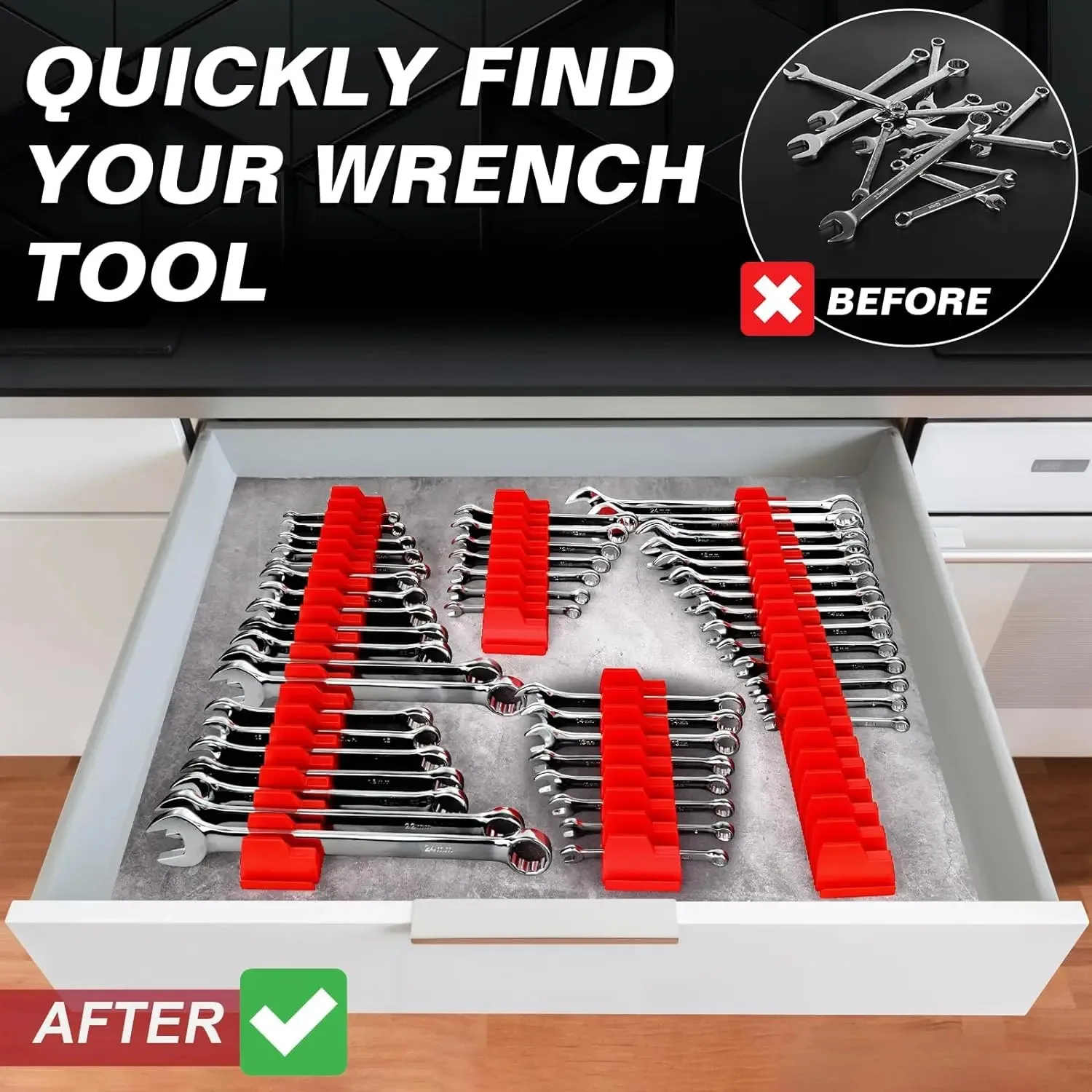 20pcs Wrench Pro Upright Storage Organizer Wrenches Magnetic Hexagonal Head Style-Modular Toolbox Holder Made Durable Plastic tool organizer,wrench organizer,wrench holder