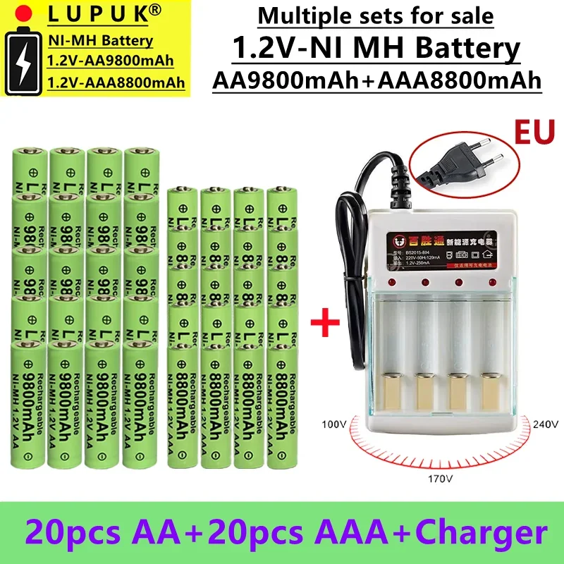 Литий-ионный Аккумулятор Aa 1,2 в, Ni Mh, Aa9800 мАч + Aa8800 мАч, Verkocht Met Opladerset