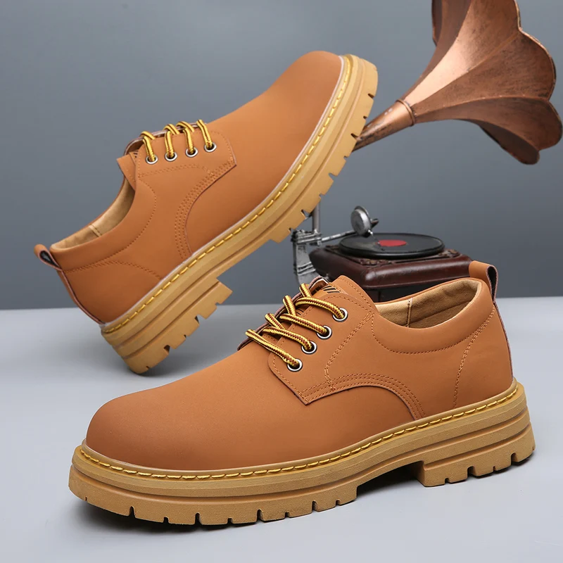 BritishStyleClassicToolingShoesforMenLaceupLeatherCasual