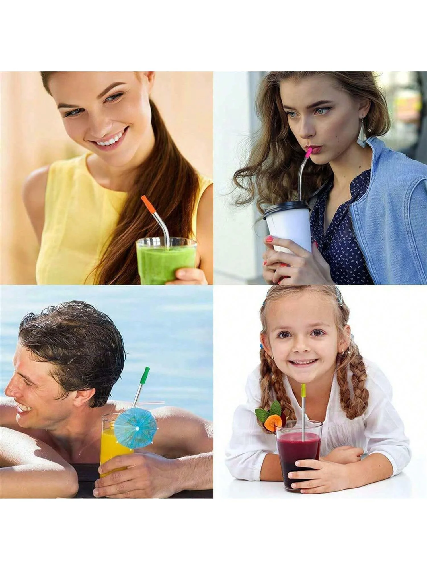 Reusable Silicone Straw Covers for Metal Straws (Color Varies)