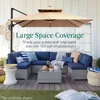 10x10ft 2-Tier Square Cantilever Patio Umbrella with Solar LED Lights, Offset Hanging Outdoor Sun Shade 2