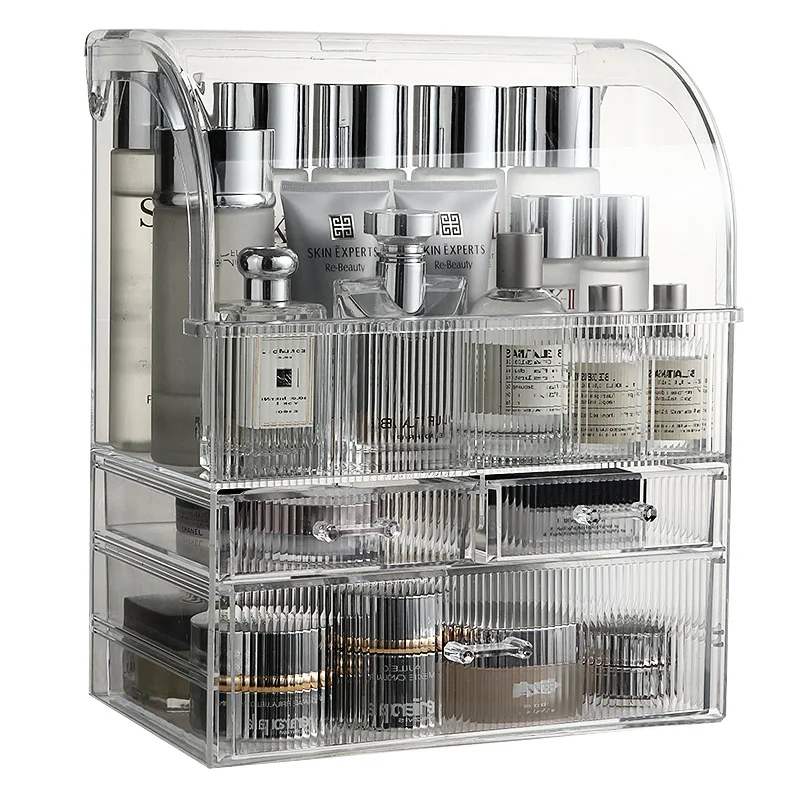 Large luxury Transparent Cosmetics Storage Box Storage Rack Desktop Dressing Table Dustproof Makeup Organizer case Storage Rack 6