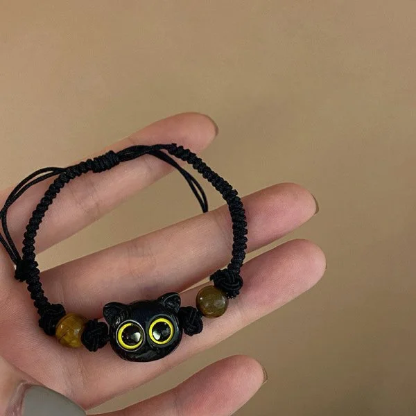 97870-f313ec.png Bracelet chat mignon fait à la main pour Couples, 2 pièces, corde à main Unique et élégante pour femmes et hommes, tissé en perles, bijoux de poignet, cadeaux