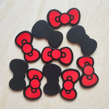 50pcs/lot 37*21MM Cute Red Hair Bow Resin Flatback Kawaii Black Planar Resin DIY Craft for Home Decoration Accessories DL-623