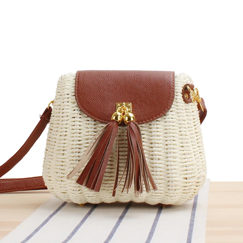 New Vine Woven Bag Xiaoqing New Crossbody Grass Woven Bag Beach Vacation Leisure One Shoulder Women's Woven Bag