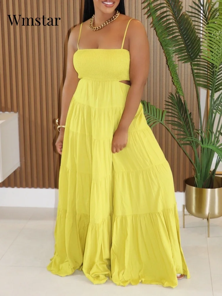 Wmstar Dresses Women Wholesale Backless Casual Sweet Suspender Sleeveless Elegant Long Dress New in Summer Drop Shopping 2025