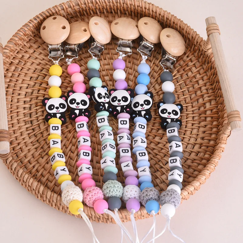 

Baby Personalize Pacifier Silicone Beads Clip Pacifier Chain with Name Chew Toddler Accessories Nipple Dummy Holder Teething Toy