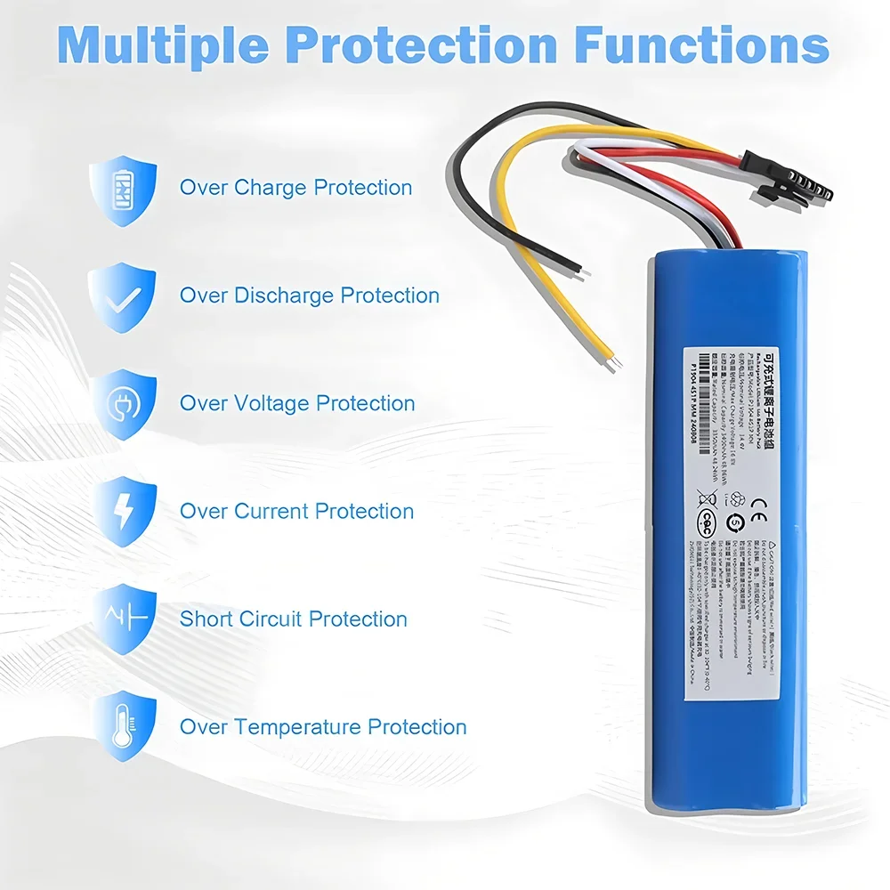 Robot Vacuum Cleaner Battery Pack Replacement Accessories for CECOTEC CONGA 3090 14.4 V 12800 mAh 3091 3092 2090 1690 1890