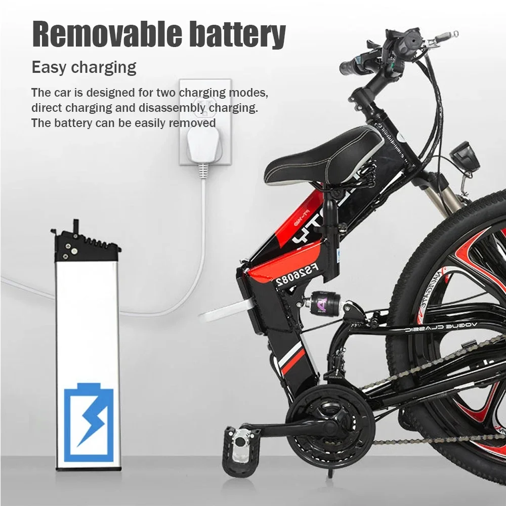 ZPW Electric Bicycle 1000W 14AH 48V Ebike Men's Bike 26 Inch * 1.9 Inch Tire Dual disc brake 45KM/H Mountain Motorcycl